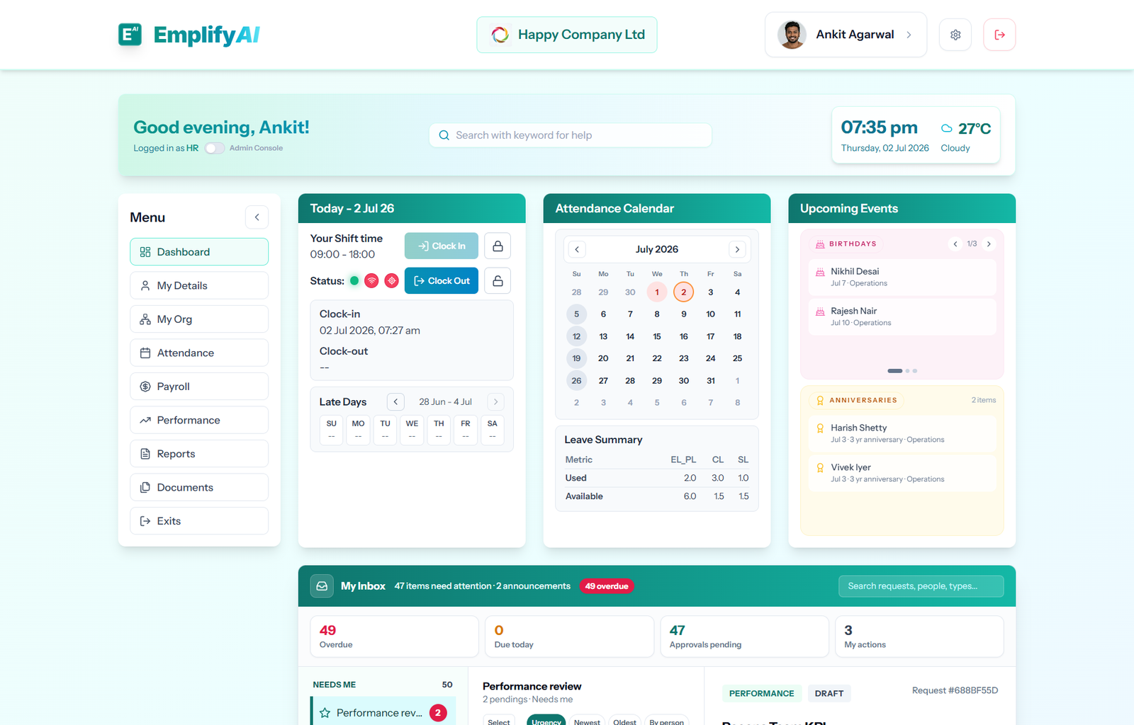 Operations dashboard